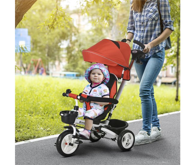 Triciclo Evolutivo Aço, Plástico e Poliéster HOMCOM Vermelho
