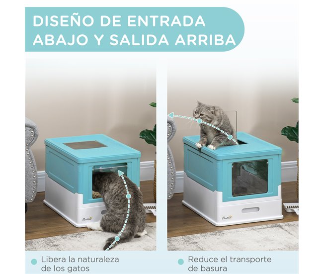 Caixa de Areia para Gatos PP PawHut Azul