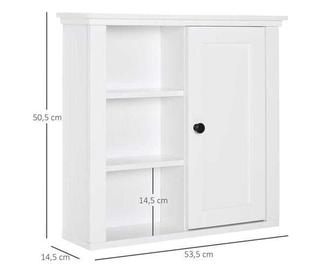 Armário de banheiro MDF, Aglomerado HOMCOM, casa - casa de banho Branco