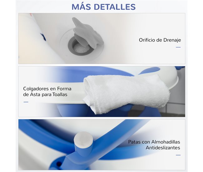 Banheira para Bebé Dobrável PP, TPE HOMCOM Azul