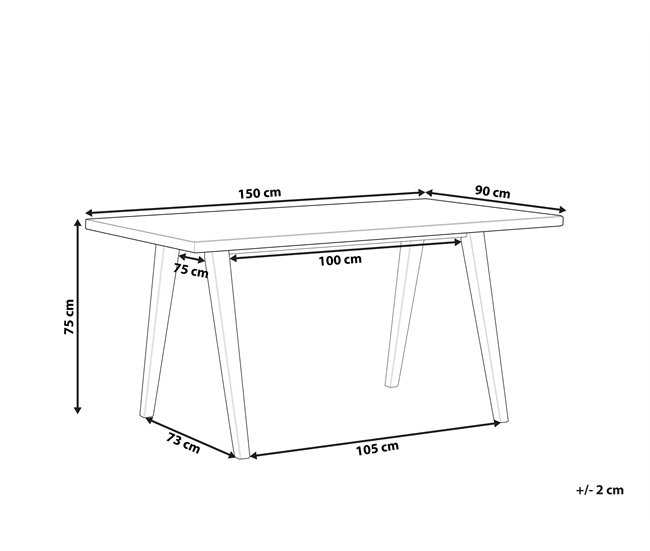 Beliani Mesa de jantar LENISTER 90x150 Branco