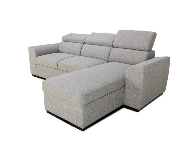 Chaise longue reversível com 3 lugares e cama GUSTO cinzento Cinza