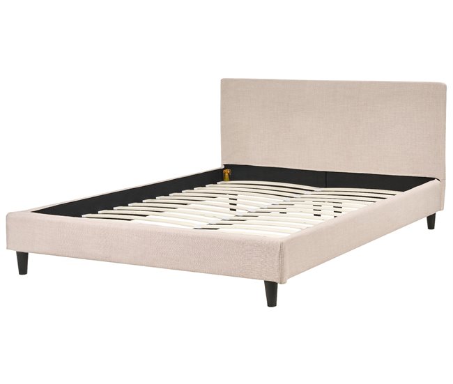 Beliani Cama com estrado Poliéster FITOU 150x214 Areia