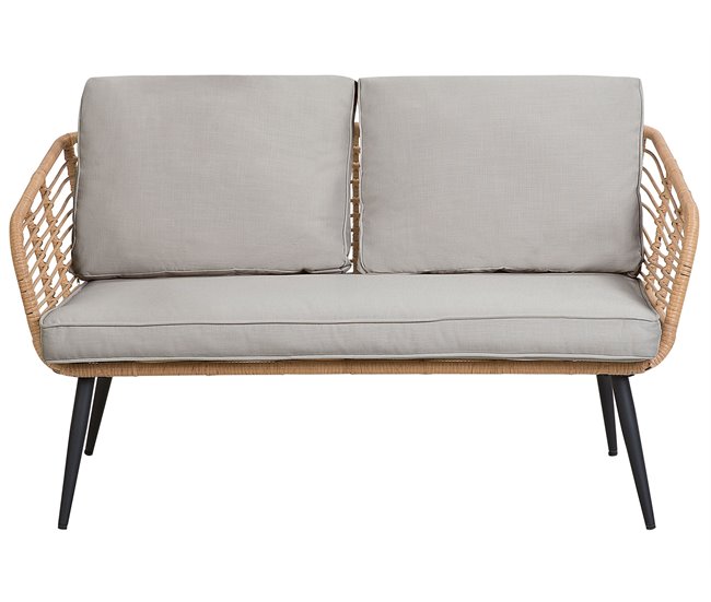 Beliani Conjunto lounge Ratan sintético CORINTH II Cinza Claro