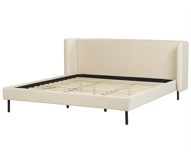 Beliani Cama Terciopelo ARETTE 204x206 Bege