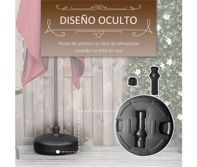 Base Chapéu de Sol HDPE Outsunny 38x38 Preto