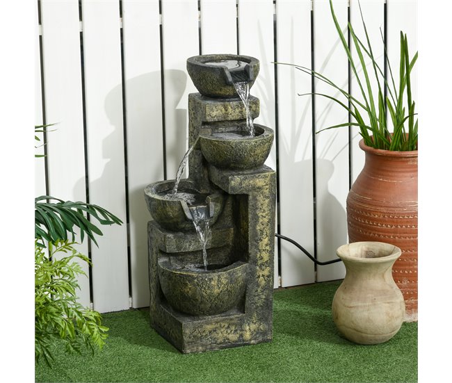 Fonte de Água em Cascata Resina Outsunny Multicor