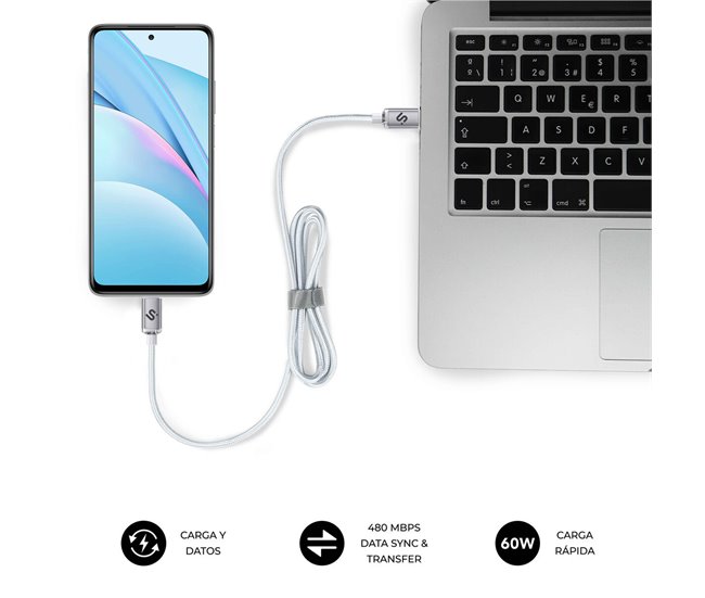 Cabo USB-C para USB-C OPTIMUS Branco