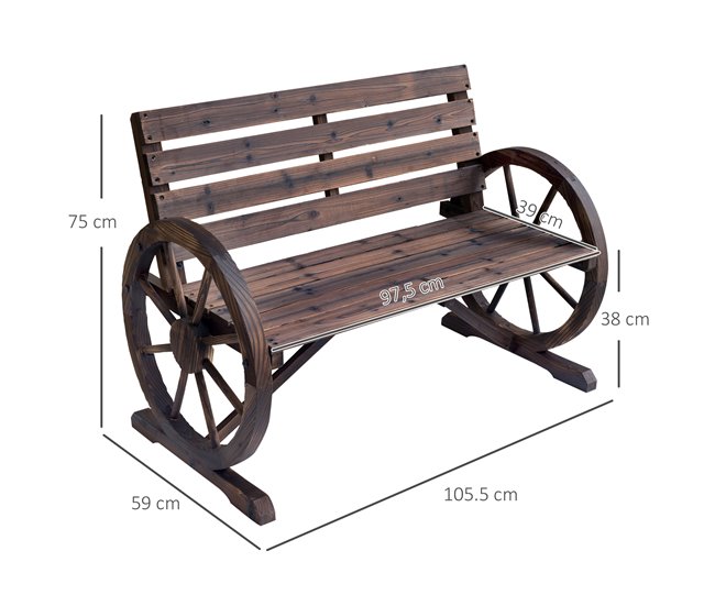 Banco de Jardim Madeira de Abeto Outsunny 105x56 Castanho