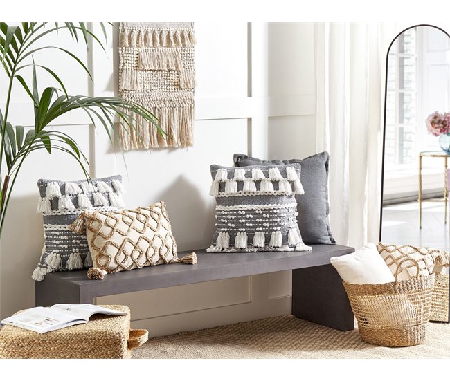 Beliani Almofada decorativa BRAHEA Cinza