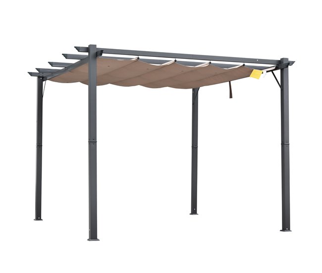 Pérgola Alumínio, Aço e Poliéster Outsunny 300x300 Preto