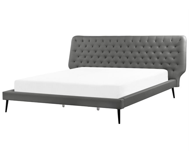 Beliani Cama com estrado Pele sintética ESSONNE 228x219 Cinza
