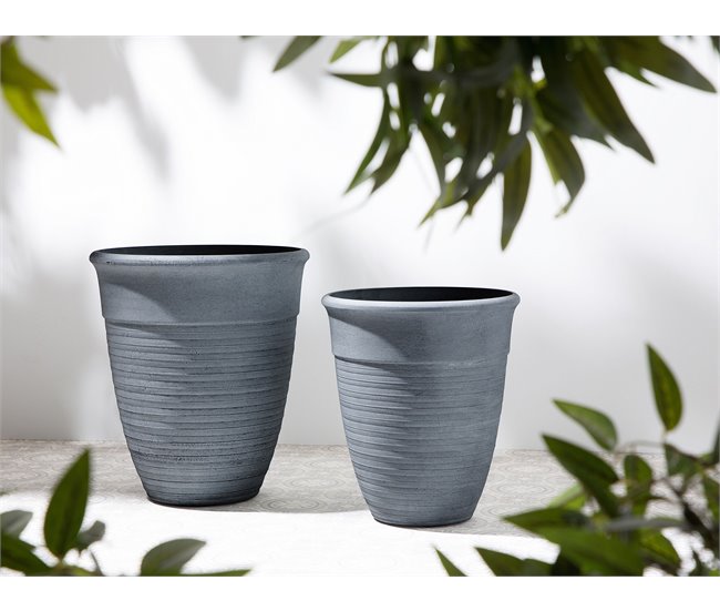 Beliani Conjunto de 2 vasos para plantas KATALIMA Cinza