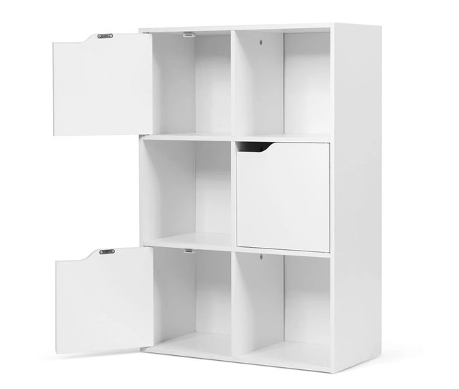 Armário cacifo com 6 compartimentos 3 abertos e 3 Branco