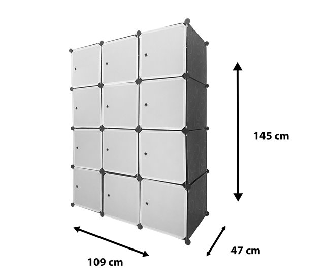 Guarda-roupa Elite Cube Caixa Personalizável 12 Cubos/Portas 111 Preto