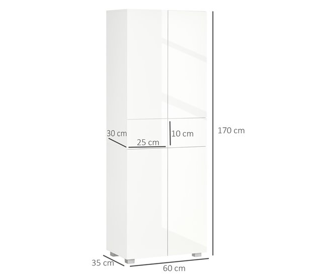 Armário de Cozinha MDF e Melamina de Madeira HOMCOM Branco