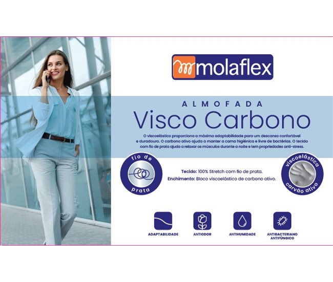 Almofada VISCOCARBONO com 60cm marca Molaflex Branco