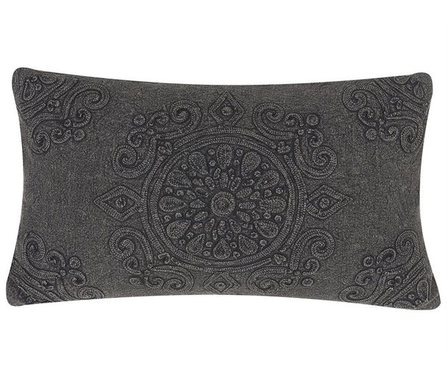 Beliani Almofada decorativa VELOOR Cinza Escuro