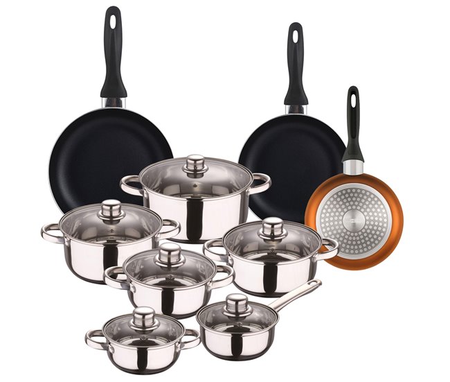 Conjunto de panelas Well Home de 12 peças + 3 panelas Cinza