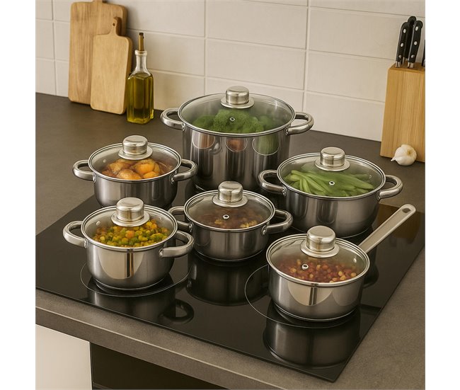 Conjunto de panelas Well Home de 12 peças + 3 panelas Cinza