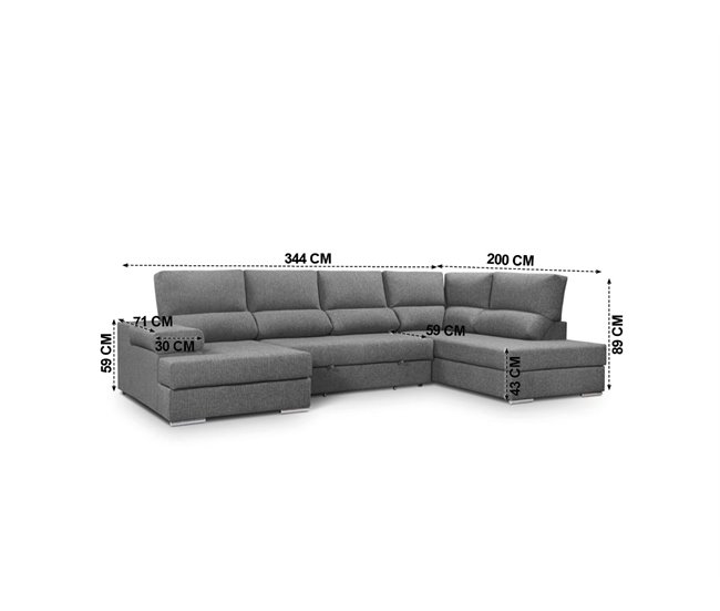 Sofá de canto com cama BARI Antracite