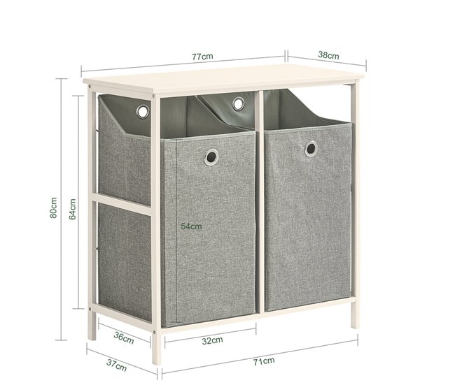 Cesto para roupa suja com 2 compartimentos BZR57-W SoBuy Branco