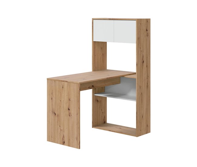 Mesa com efeito de madeira Branco/ Madeira