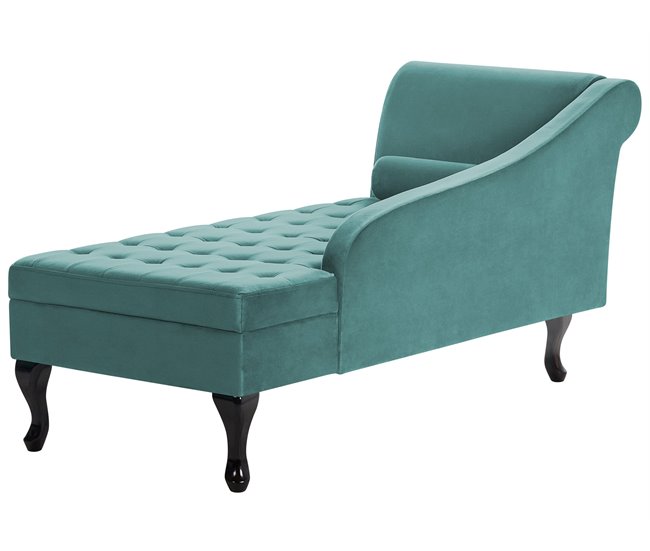 Beliani Chaise longue à esquerda Veludo PESSAC Azul/ Verde