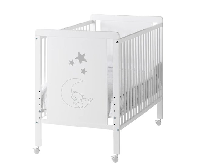 Berço co-leito Indi + colchão Morpheus + Base e tampo + 4 rodas Branco