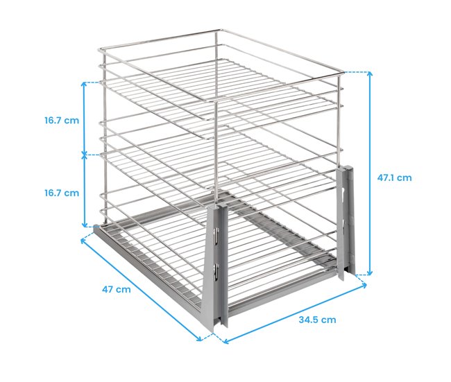 Módulo inferior de cozinha com carrinho removível Supra com fechamento suave Cinza