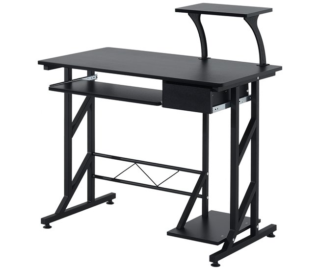 Mesa para Computador MDF e Metal HOMCOM, escritório - secretárias 90x50 Preto
