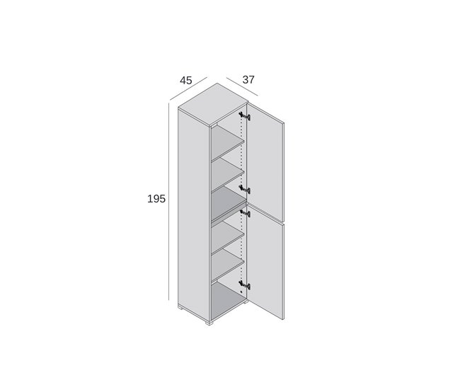 Armário multiuso com 2 portas com efeito madeira 45 Branco