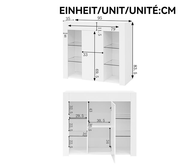 Aparador com 1 porta 95 Branco