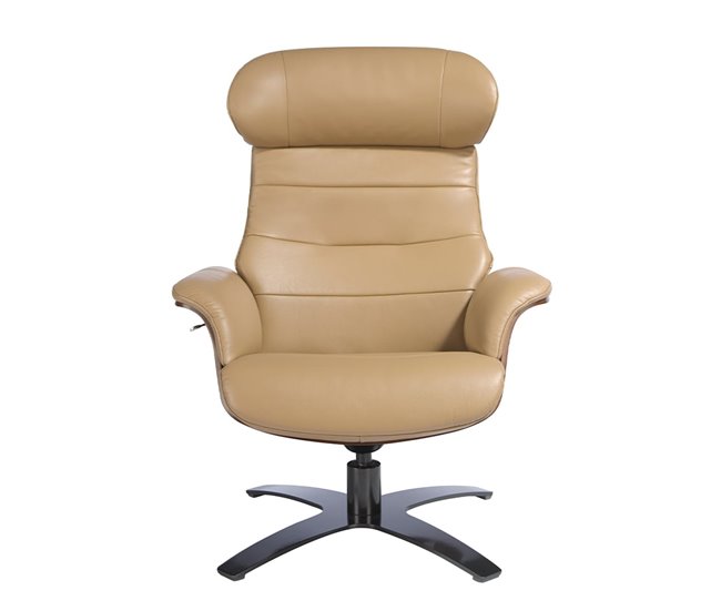 ANGEL CERDA Poltrona giratório reclinável em pele cor de areia Cinza