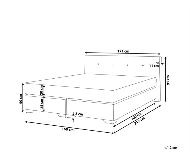 Beliani Cama continental Veludo CONSUL 171x212 Bege