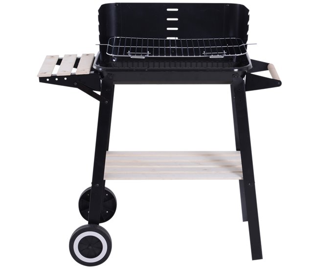 Barbecue a Carvão Metal e Porcelana Outsunny Preto