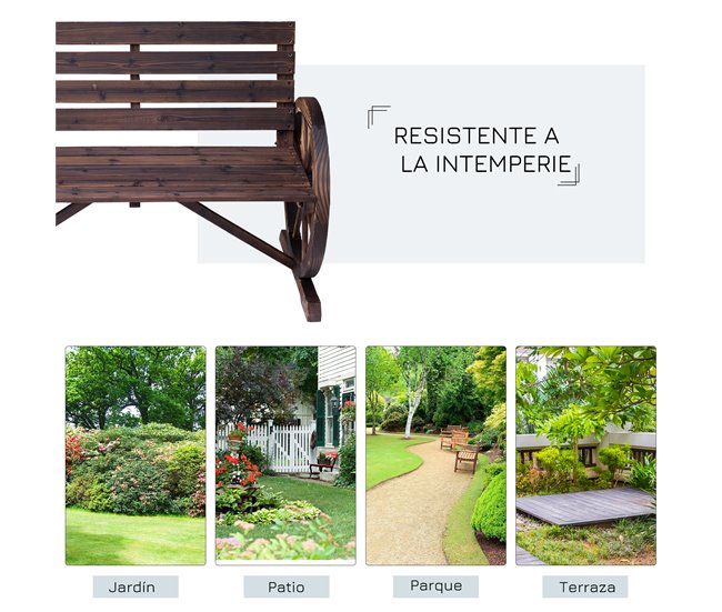 Banco de Jardim Madeira de Abeto Outsunny 105x56 Castanho