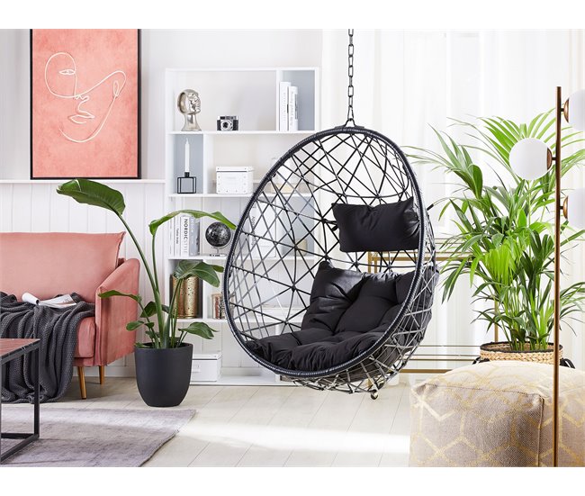 Beliani Sillón colgante ALATRI Preto