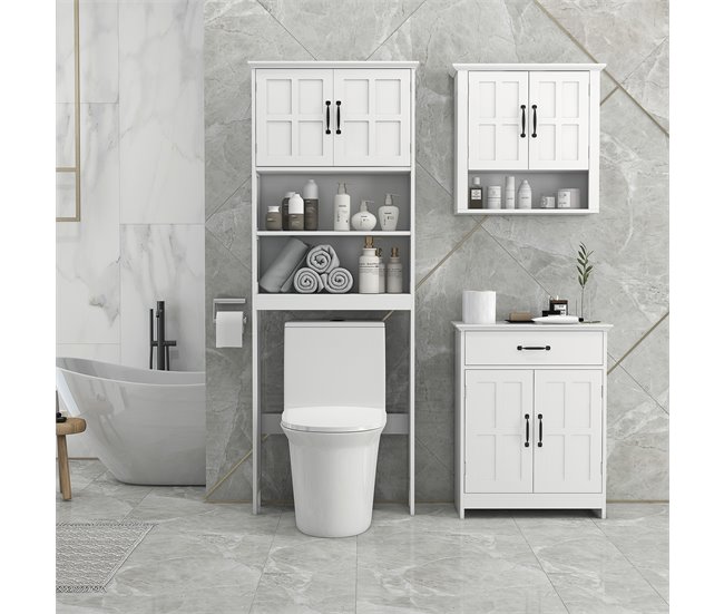 Armário sobre Sanita Madeira de Melamina e MDF kleankin Branco