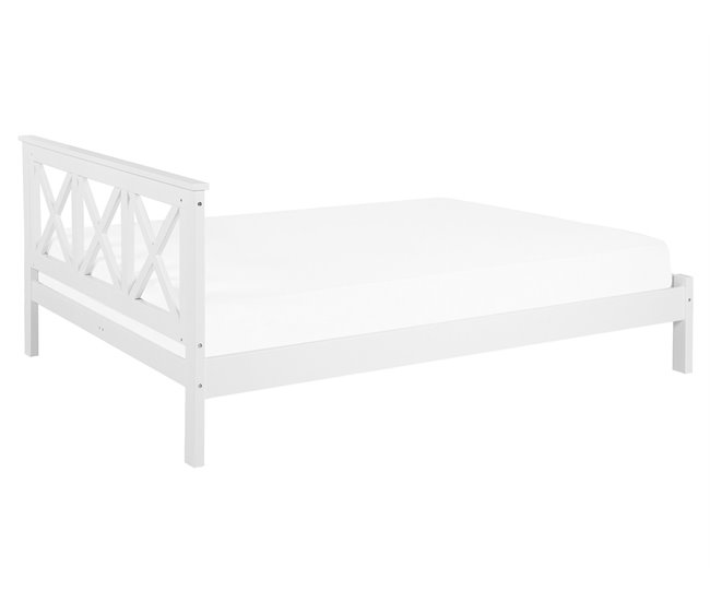 Beliani Cama com estrado Pinho TANNAY 169x208 Branco