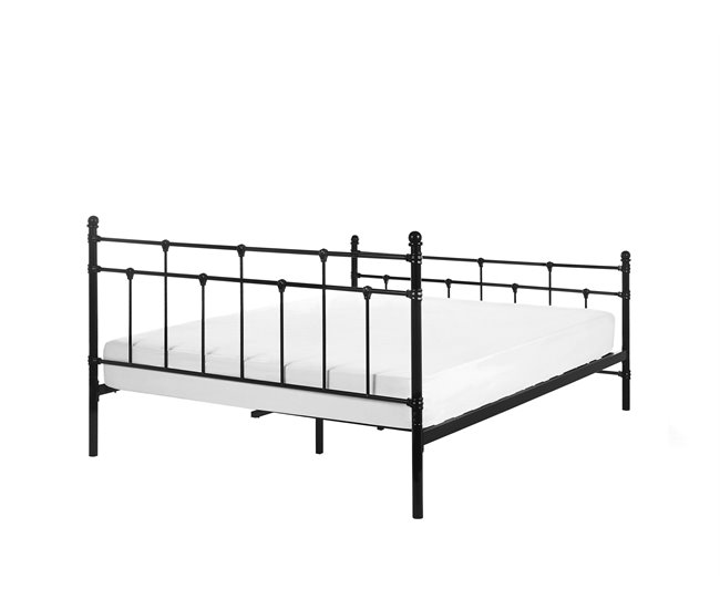 Beliani Cama com estrado Metal LYNX 161x209 Preto