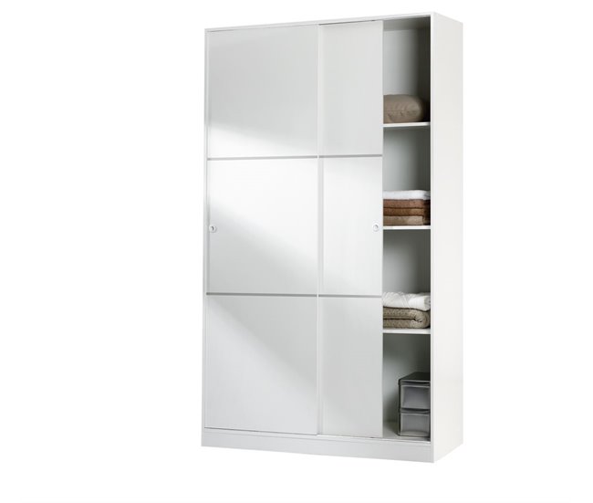 Roupeiro TREVI portas deslizantes 120x200cm branco Branco Brillo