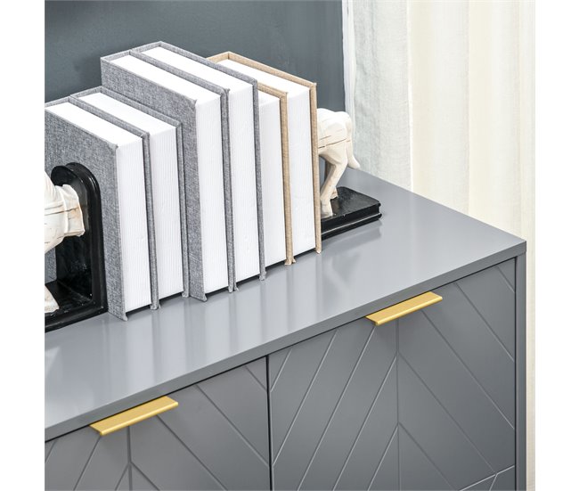 Aparador MDF e Metal HOMCOM, casa - móveis de armazenamento Cinza