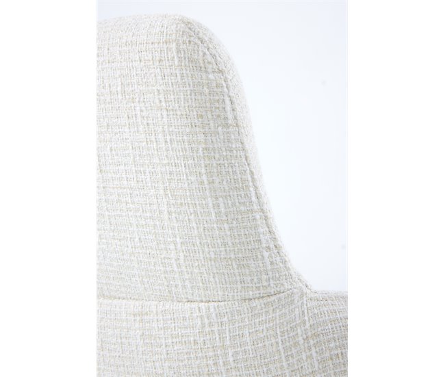 Pacote com 4 cadeirões estofados em tweed Branco