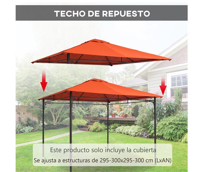 Toldo de Reposição para Pérgola Poliéster Outsunny 2x2 Laranja