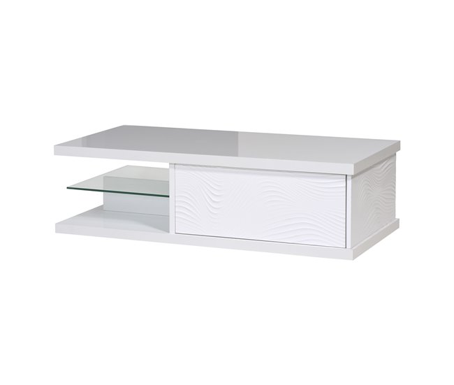 Mesa de centro modelo DUNE branco Branco Brillo