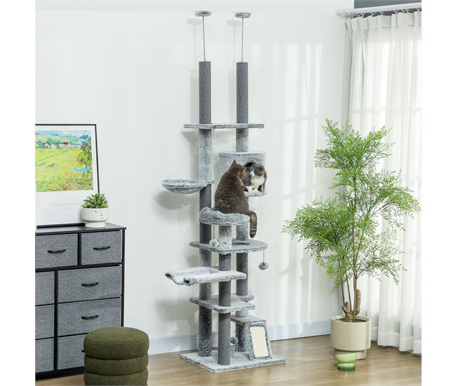 Arranhador para Gatos Aglomerado, Poliéster e Algodão PP PawHut Cinza