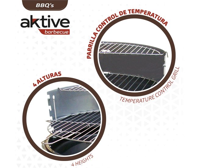 Churrasqueira redonda portátil de 4 alturas Aktive Preto