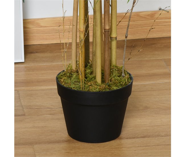Árvore de bambu artificial PE, PP, Cimento Outsunny Verde