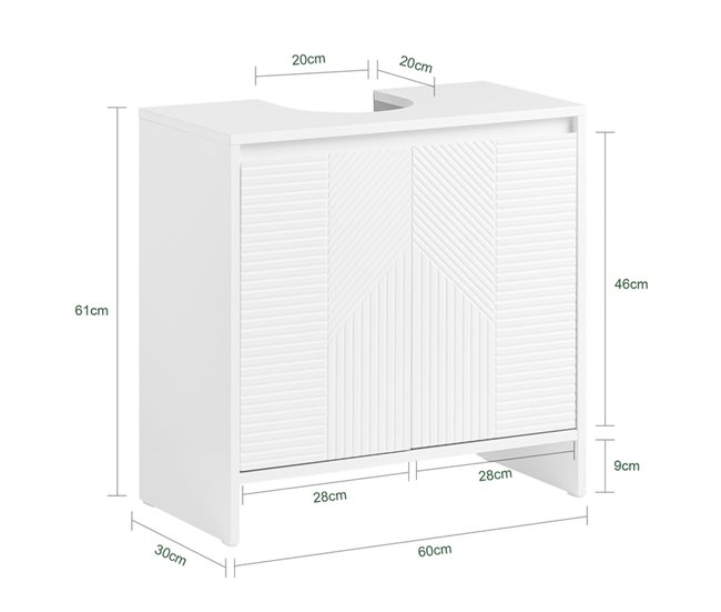 Armário de lavatório para lavatório BZR157-W SoBuy PT Branco